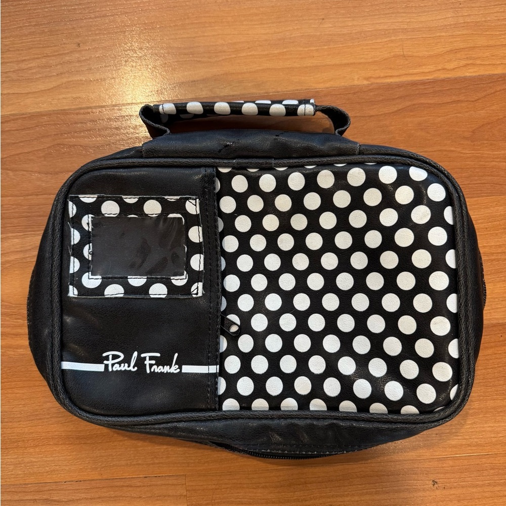 Paul Frank Black and White Polka Dot Travel Toiletry Kit Bag